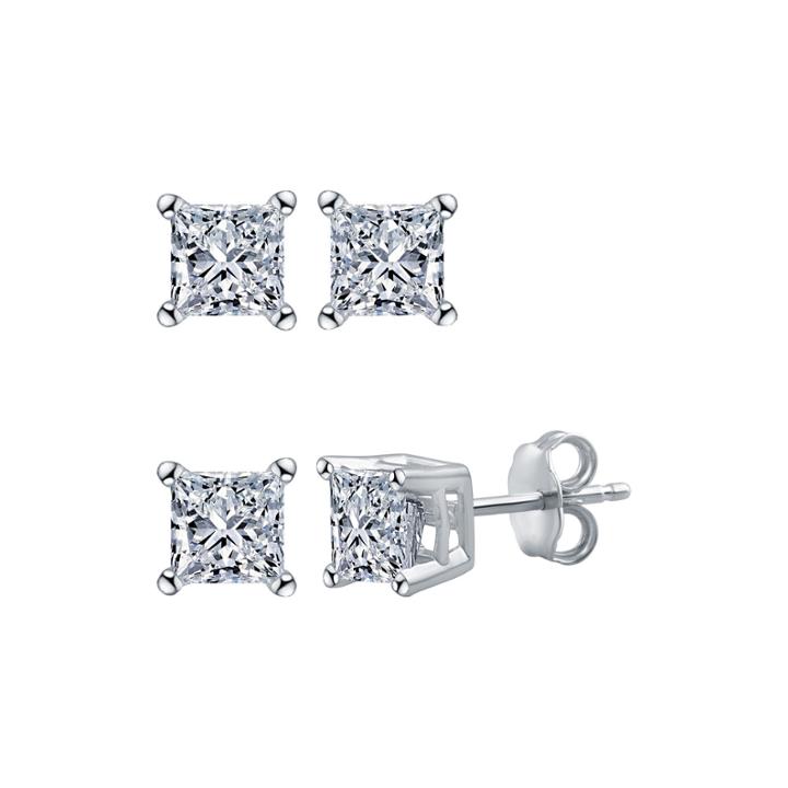 Deluxe 1/4 Ct. T.w. Princess White Diamond 14k Gold Stud Earrings