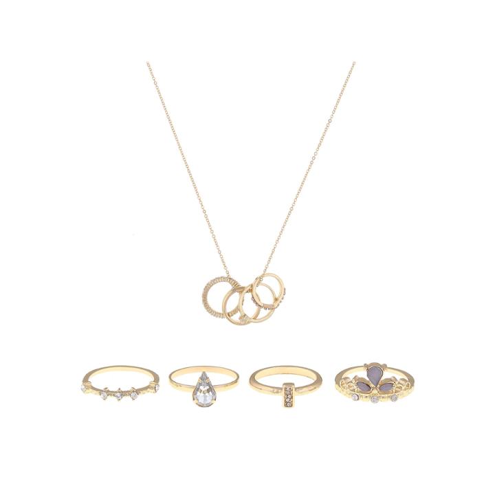 Decree 5-pc. Gold-tone Necklace And Ring Set