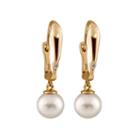 Diamond Accent White Pearl 14k Gold Drop Earrings
