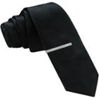 Jf J. Ferrar Solid Black Tie And Tie Bar Set - Skinny