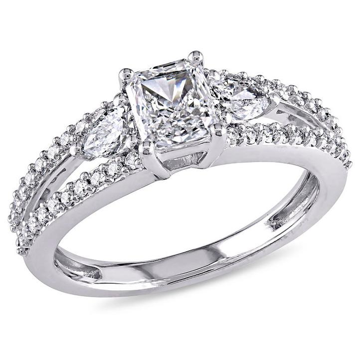 Womens 1 Ct. T.w. Radiant White Diamond 14k Gold Engagement Ring