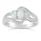 Womens Lab Created White Opal Sterling Silver 3-stone Ring