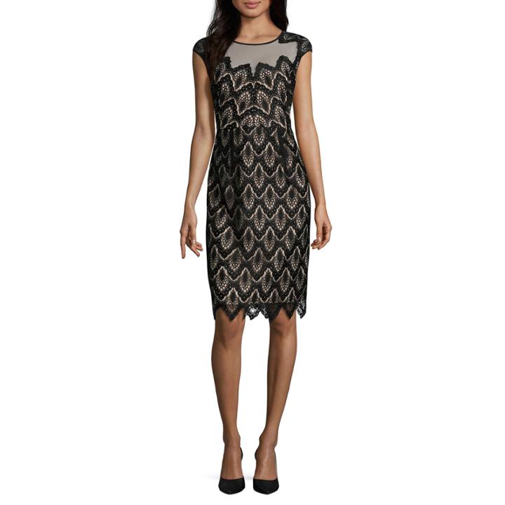 Luxology Short Sleeve Lace Sheath Dress