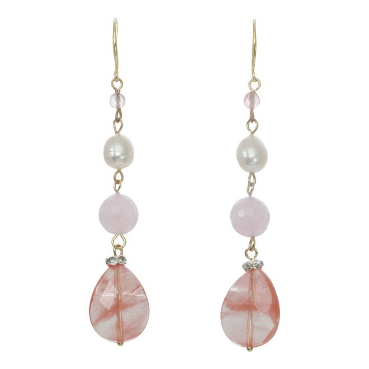 Rox By Alexa Pink Glass Linear Drop Earrings