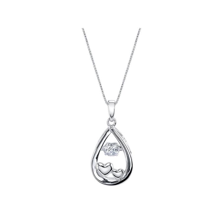 Inspired Moments &trade; Dancing Cubic Zirconia Sterling Silver Love You To The Moon Pendant Necklace