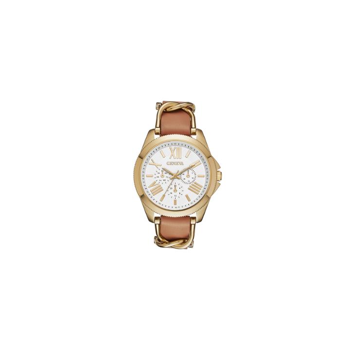 Geneva Gold-tone Womens Strap Watch