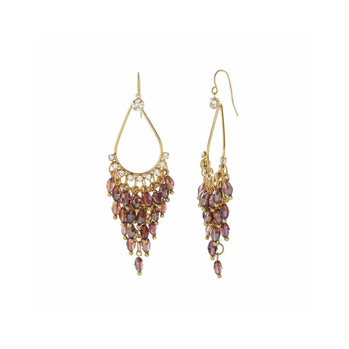 Natasha Purple Shakey Gold-tone Earrings