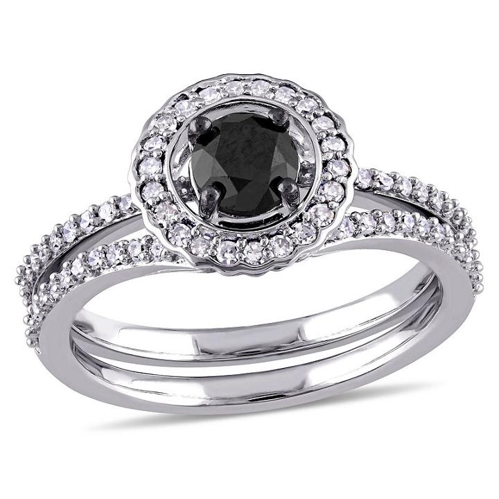 Womens 1 Ct. T.w. Color Enhanced Black Diamond 14k Gold Bridal Set