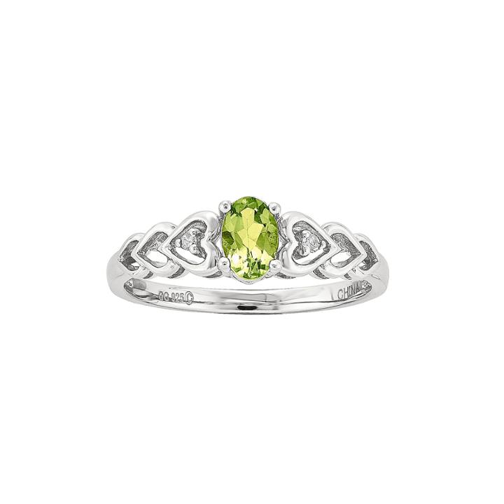 Womens Diamond Accent Green Peridot Sterling Silver Delicate Ring