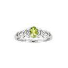 Womens Diamond Accent Green Peridot Sterling Silver Delicate Ring