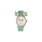Olivia Pratt Reindeer Womens Green Strap Watch-515108mint