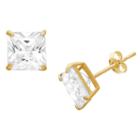 Diamonart 1 1/2 Ct. T.w. White Cubic Zirconia 10k Gold Over Silver Square Stud Earrings