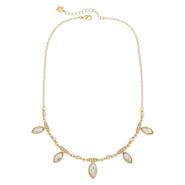 Monet Crystal And Gold-tone Collar Necklace