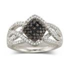 Sterling Silver Color-enhanced Black Diamond Ring