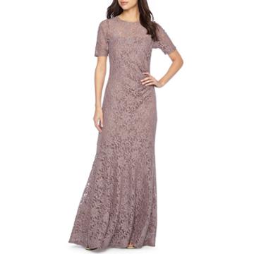 One By Eight Short Sleeve Lace Evening Gown