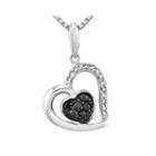 1/6 Ct. T.w. White And Color-enhanced Black Diamond Sterling Silver Heart Pendant Necklace