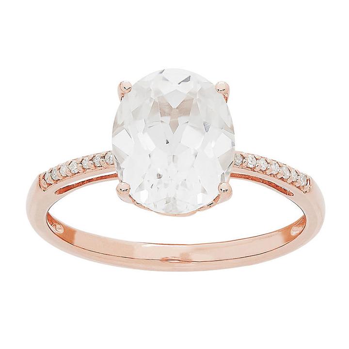 Womens White Sapphire 10k Gold Cocktail Ring