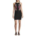 Derek Heart Sleeveless Embroidered Floral Bodycon Dress-juniors