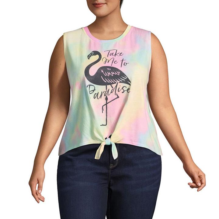 Take Me To Paradise Tie Front Tank - Juniors Plu