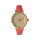 Olivia Pratt Womens Checkered Dial Coral Petite Leather Watch 14543