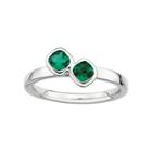 Personally Stackable Sterling Silver Lab-created Emerald Ring