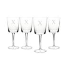Cathy's Concepts Monogram Etched Glass Set Of 4 Contemporary Wine Glasses