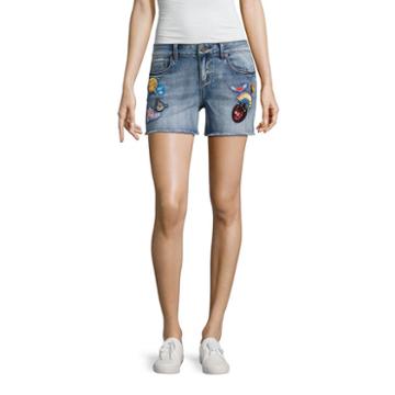 Indigo Rein 4 Patched Denim Shorts-juniors