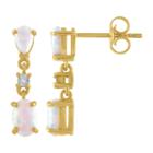 Lab Created Multi Color Opal 10k Gold Drop Earrings