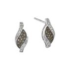 1/5 Ct. T.w. White And Champagne Diamond Sterling Silver Marquise Stud Earrings