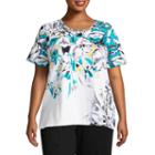 Alfred Dunner Play Date Floral Yoke Tee- Plus