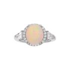 Simulated White Opal & Cubic Zirconia Sterling Silver Ring
