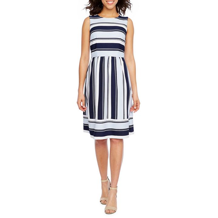 Studio 1 Sleeveless Stripe Fit & Flare Dress