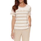 Alfred Dunner Ladies Who Lunch Short Sleeve Round Neck T-shirt-petites