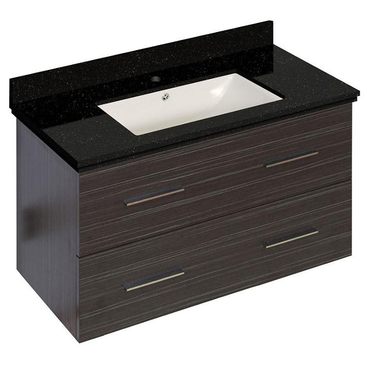 36-in. W Wall Mount Dawn Grey Vanity Set For 1 Hole Drilling Black Galaxy Top Biscuit Um Sink