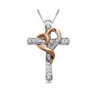 Hallmark Diamonds 1/4 Ct. T.w. Diamond Two-tone Cross Pendant Necklace