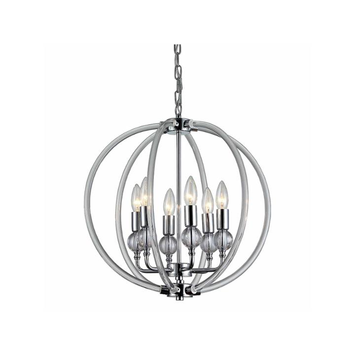 Warehouse Of Tiffany Gia 6-light Clear 18-inch Chrome-finish Chandelier