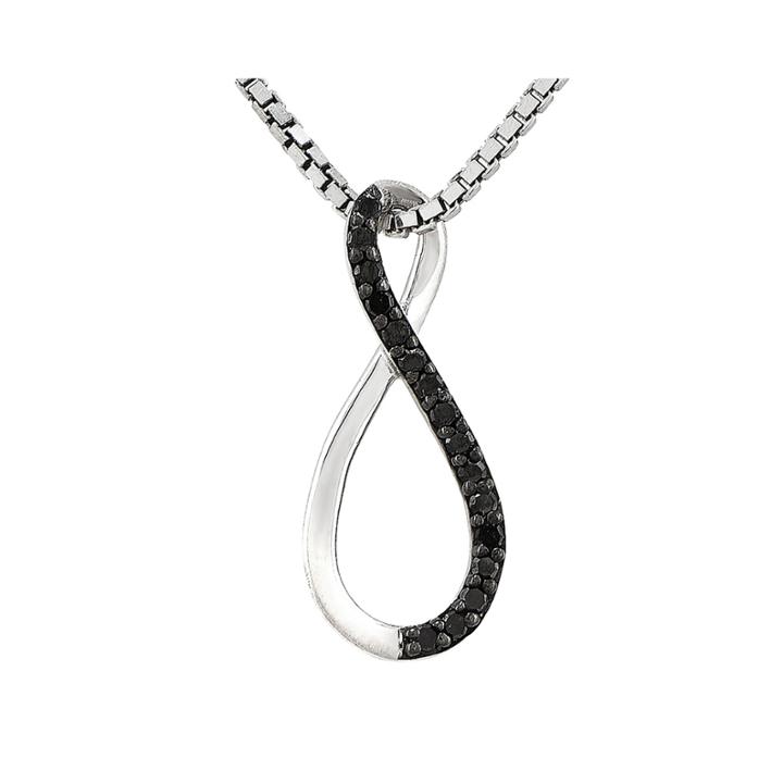 Color-enhanced Black Diamond-accent Sterling Silver Infinity Symbol Pendant Necklace