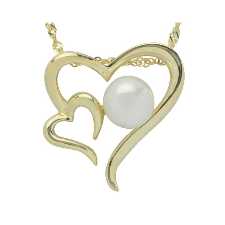 Cultured Freshwater Pearl 14k Gold Over Silver Heart Pendant