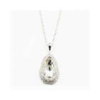 Vieste Silver-tone Crystal Mother Of Pearl Pendant Necklace