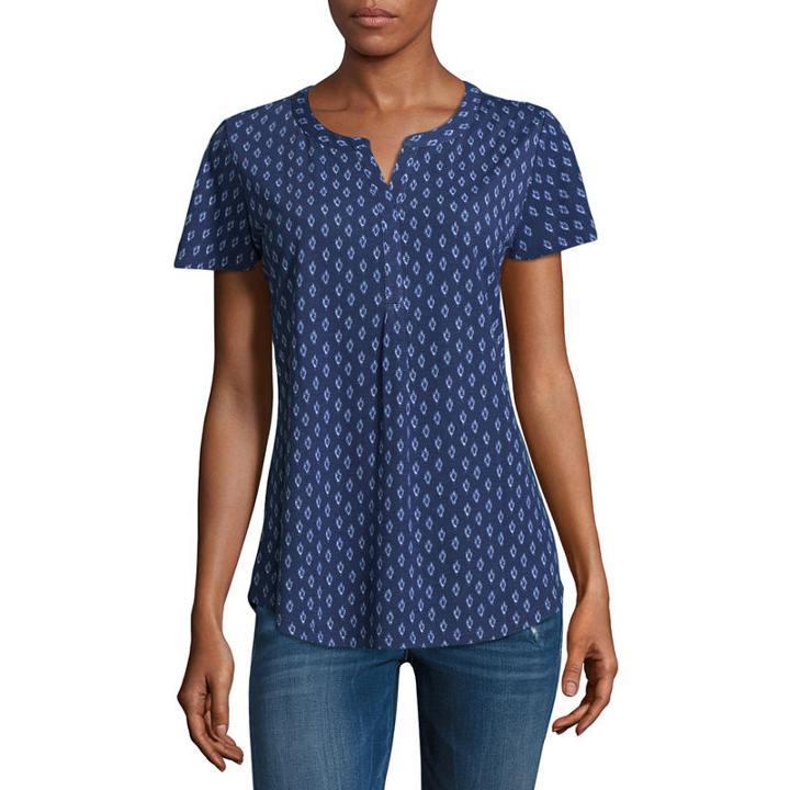 Liz Claiborne Short Sleeve V Neck T-shirt-womens Tall