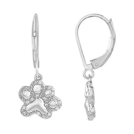 Aspca Tender Voices 1/6 Ct. T.w. Diamond Paw Print Drop Earrings