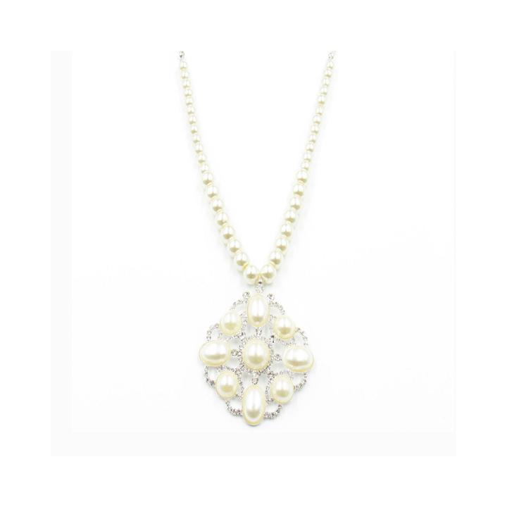 Vieste Simulated Pearl Silver-tone Pendant Necklace