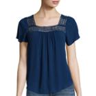 A.n.a Short-sleeve Lace-trim Top