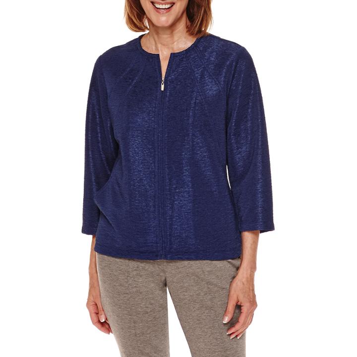 Alred Dunner Crescent City 3/4 Sleeve Knit Blazer - Petite