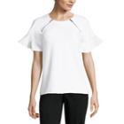 Project Runway Ruffle Sleeve Mix Media Zip Sweatshirt