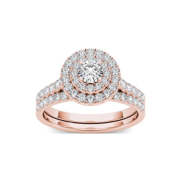 1 Ct. T.w. Diamond 10k Rose Gold Bridal Set Ring