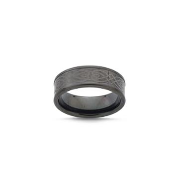 Stainless Steel Ring, Mens 8mm Engraved Band