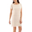 London Style Collection Short-sleeve Lace Sheath Dress - Petite