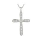 1/2 Ct. T.w. Diamond Sterling Silver Cross Pendant Necklace