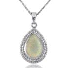 Dazzling Designs&trade; Simulated Opal Teardrop Pendant Necklace
